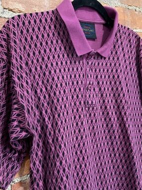 Vintage Men’s Geometric Polo Shirt | Size L | Funky Print